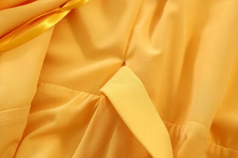 Yellow sleeveless French V-neck dress